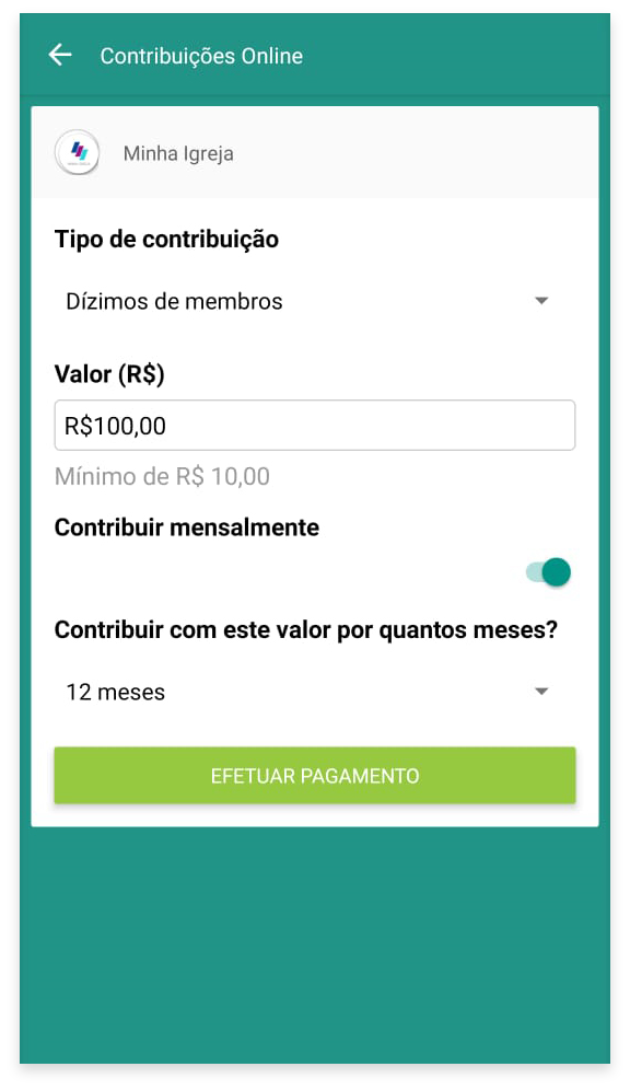 Doação via APP