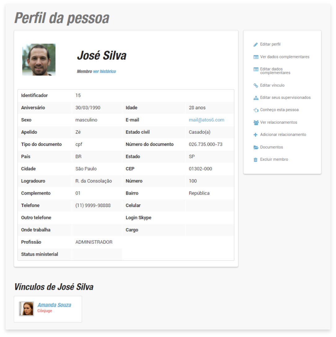 Perfil e vínculos